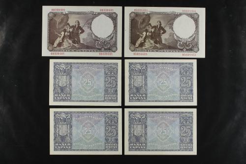 ESTADO ESPAÑOL. Lote 10 billetes 25 (4), 100 (2), 500 y 1.00
