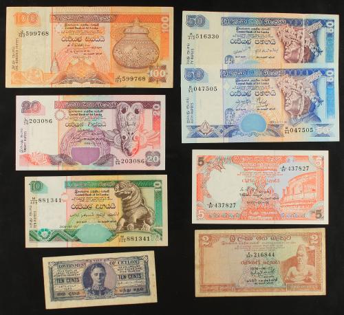BILLETES EXTRANJEROS. Lote 108 billetes. Siglo XX. CEYLÁN, P
