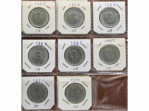 ESTADO ESPAÑOL. Lote 114 monedas 5 (71), 25 (30) y 50 Peseta