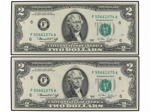 BILLETES EXTRANJEROS. Lote 21 billetes 2 (17) y 5 (4) Dólare