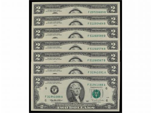 BILLETES EXTRANJEROS. Lote 21 billetes 2 (17) y 5 (4) Dólare