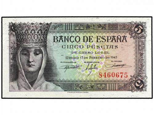 ESTADO ESPAÑOL. Lote 2 billetes 5 Pesetas. 13 Febrero 1943. 