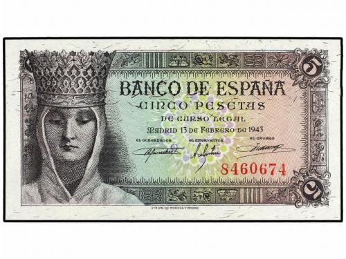 ESTADO ESPAÑOL. Lote 2 billetes 5 Pesetas. 13 Febrero 1943. 