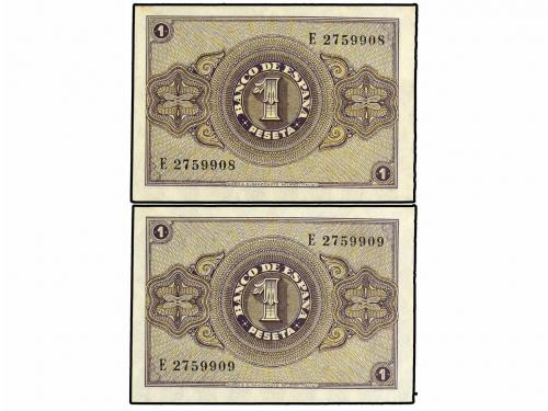 ESTADO ESPAÑOL. Lote 4 billetes 1 Peseta. 28 Febrero 1938. S