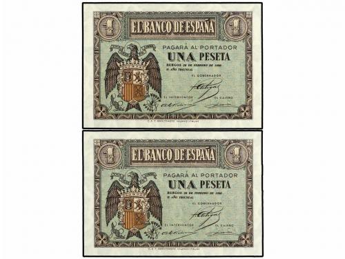 ESTADO ESPAÑOL. Lote 4 billetes 1 Peseta. 28 Febrero 1938. S