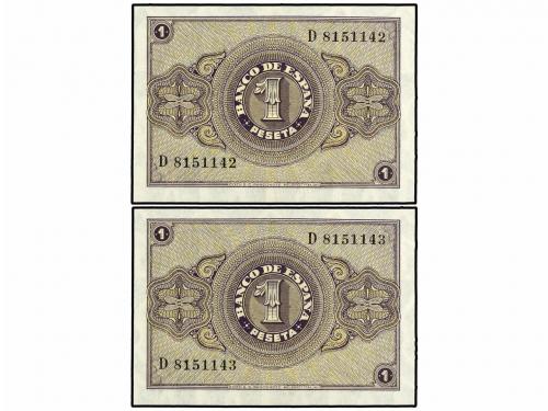 ESTADO ESPAÑOL. Lote 4 billetes 1 Peseta. 28 Febrero 1938. S