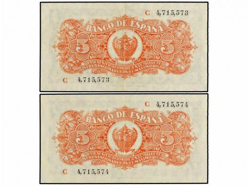 ESTADO ESPAÑOL. Lote 2 billetes 5 Pesetas. 18 Julio 1937. Po