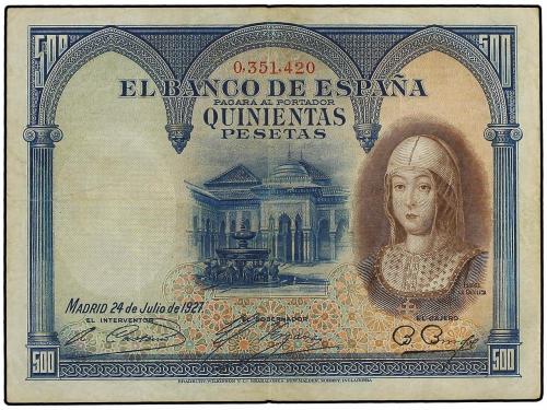 ESTADO ESPAÑOL. 500 Pesetas. 24 Julio 1927. Isabel "La Catól