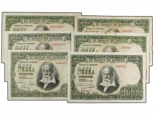 ESTADO ESPAÑOL. Lote 6 billetes 1.000 Pesetas. 31 Diciembre 