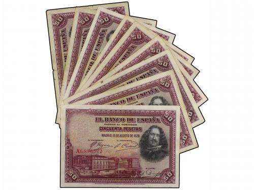 ESTADO ESPAÑOL. Lote 17 billetes 50 (9) y 100 Pesetas (8). 1