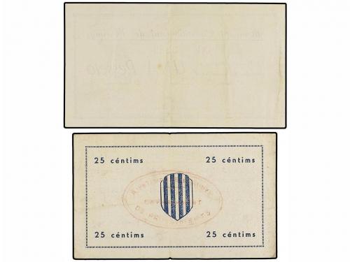 CATALUNYA. Lote 2 billetes 25 Cèntims y 1 Pesseta. Març y 29