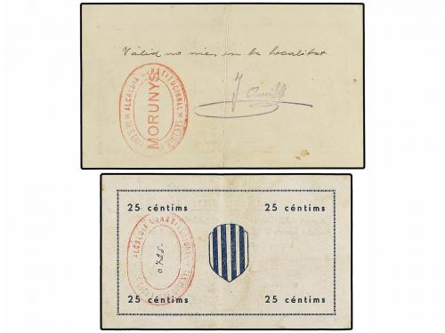 CATALUNYA. Lote 2 billetes 25 Cèntims y 1 Pesseta. Març y 29