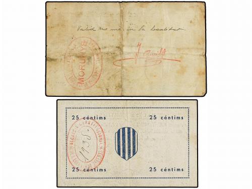 CATALUNYA. Lote 2 billetes 25 Cèntims y 1 Pesseta. Març y 29