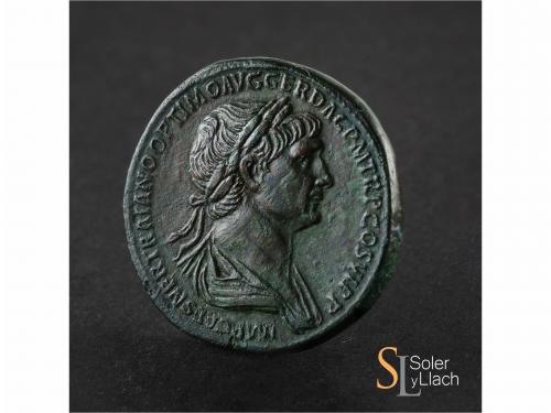 IMPERIO ROMANO. Sestercio. Acuñada el 114-117 d.C. TRAJANO. 