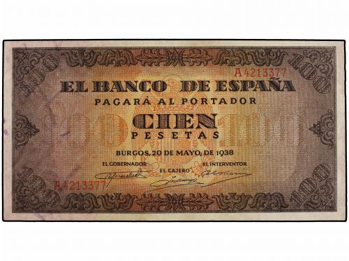 ESTADO ESPAÑOL. 100 Pesetas. 20 Mayo 1938. Casa del Cordón. 