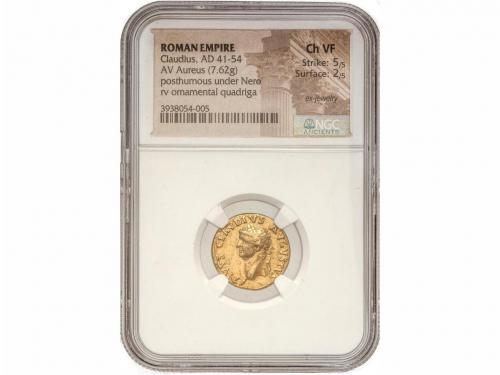IMPERIO ROMANO. Áureo. Acuñada el 54-55 d.C. CLAUDIO. DIVVS 