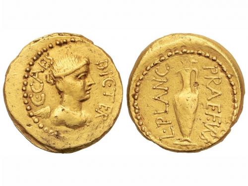 IMPERIO ROMANO. Áureo. Acuñada el 45 a.C. JULIO CÉSAR. C. CA