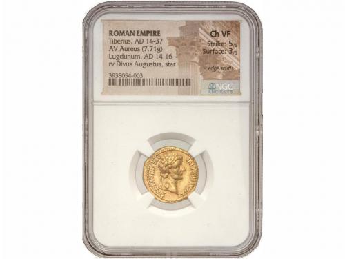 IMPERIO ROMANO. Áureo. Acuñada el 14 d.C. TIBERIO y AUGUSTO.