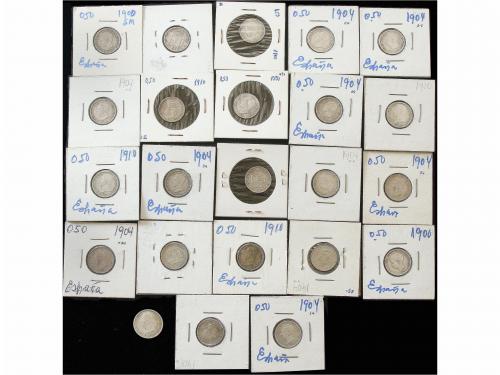 LOTES CENTENARIO. Lote 23 monedas 50 Céntimos. 1881, 1900 (4