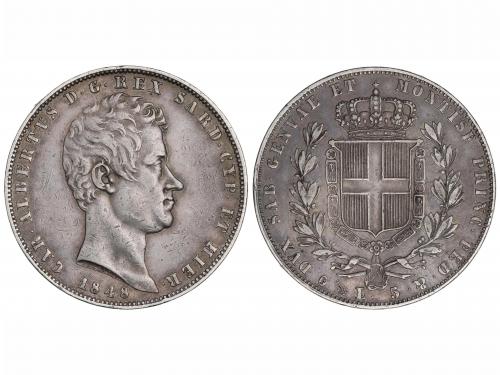 ESTADOS ITALIANOS. 5 Liras. 1848-P. CARLOS ALBERTO. CERDEÑA.