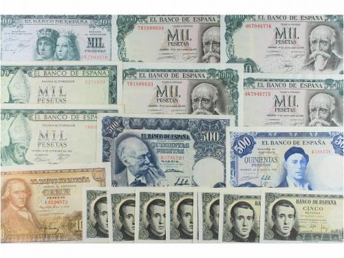 ESTADO ESPAÑOL. Lote 20 billetes 5 a 1.000 Pesetas. 1951 a 1