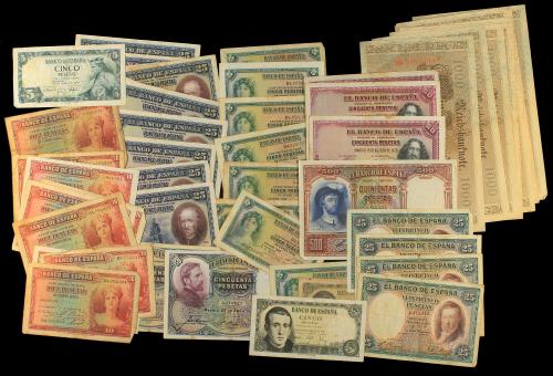 BILLETES ESPAÑOLES. Lote 95 billetes. Incluye billetes de la