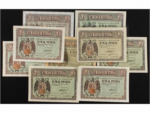 ESTADO ESPAÑOL. Lote 9 billetes 1 Peseta. 28 Febrero (5) y 3