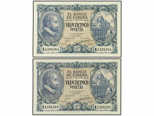 ESTADO ESPAÑOL. Lote 2 billetes 25 Pesetas. 9 Enero 1940. He