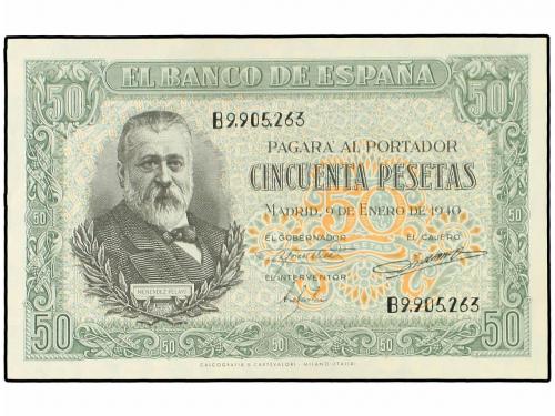 ESTADO ESPAÑOL. Lote 2 billetes 50 Pesetas. 9 Enero 1940. Me