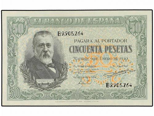 ESTADO ESPAÑOL. Lote 2 billetes 50 Pesetas. 9 Enero 1940. Me