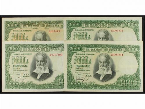 ESTADO ESPAÑOL. Lote 4 billetes 1.000 Pesetas. 31 Diciembre 