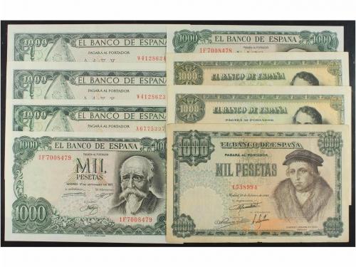 ESTADO ESPAÑOL. Lote 8 billetes 1.000 Pesetas. 1946 a 1971. 