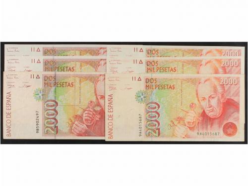JUAN CARLOS I. Lote 6 billetes 2.000 Pesetas. 24 Abril 1992 