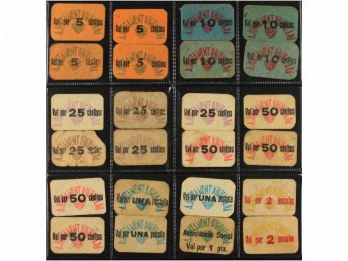 CATALUNYA. Lote 24 billetes 5 (4), 10 (4), 25 (5), 50 Cèntim