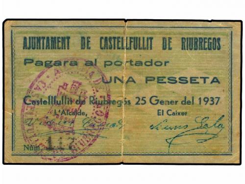 CATALUNYA. 1 Pesseta. 25 Gener 1937. Aj.de CASTELLFULLIT DE