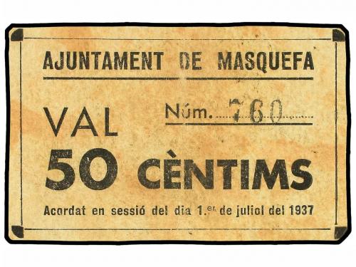 CATALUNYA. 50 Cèntims. 1 Juliol 1937. Aj. de Masquefa. Cartó