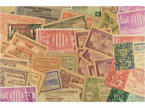 BILLETES LOCALES GUERRA CIVIL. Lote 40 billetes. VARIAS POB