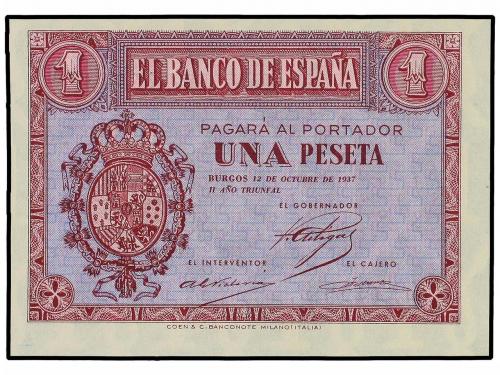ESTADO ESPAÑOL. 1 Peseta. 12 Octubre 1937. Serie C. Ed-425a.