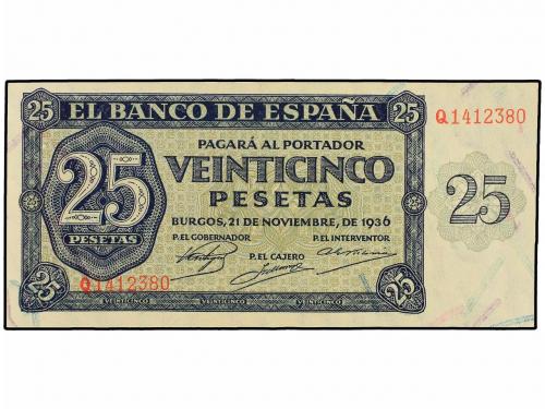 ESTADO ESPAÑOL. 25 Pesetas. 21 Noviembre 1936. Serie Q. Ed-4