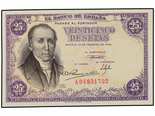 ESTADO ESPAÑOL. 25 Pesetas. 19 Febrero 1946. Flórez Estrada.