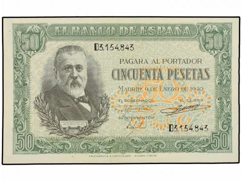 ESTADO ESPAÑOL. 50 Pesetas. 9 Enero 1940. Menendez pelayo. S