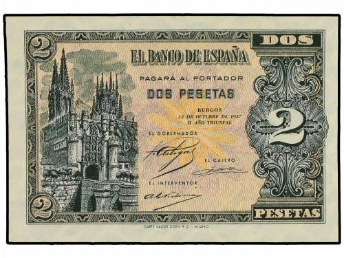 ESTADO ESPAÑOL. 2 Pesetas. 12 Octubre 1937. Serie A. (Pequeñ