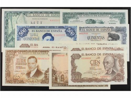 ESTADO ESPAÑOL. Lote 11 billetes 100 (7), 500 (2) y 1.000 Pe