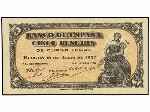 ESTADO ESPAÑOL. 5 Pesetas. 18 Julio 1937. Portabella. Serie 