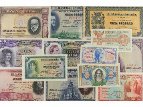 GUERRA CIVIL, ZONA REPUBLICANA. Lote 13 billetes 50 Céntimos