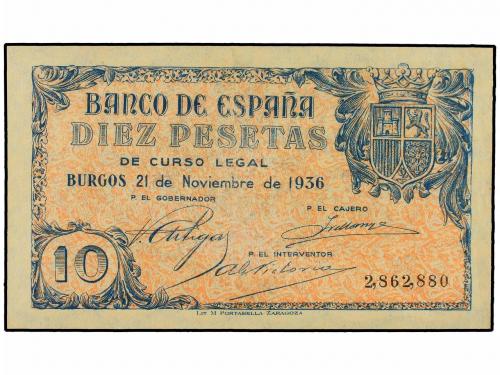 ESTADO ESPAÑOL. 10 Pesetas. 21 Noviembre 1936. Ed-418. EBC-.