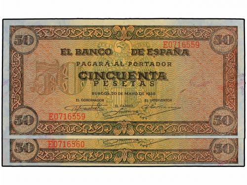 ESTADO ESPAÑOL. Lote 2 billetes 50 Pesetas. 20 Mayo 1938. Ca