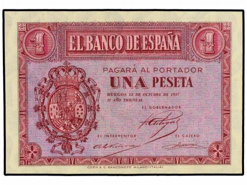 ESTADO ESPAÑOL. 1 Peseta. 12 Octubre 1937. Serie E. Ed-425a.