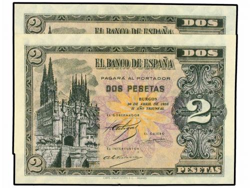 ESTADO ESPAÑOL. Lote 2 billetes 2 Pesetas. 30 Abril 1938. Ca