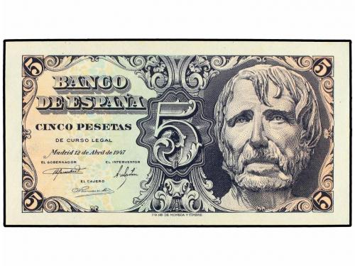 ESTADO ESPAÑOL. 5 Pesetas. 12 Abril 1947. Séneca. Sin Serie.